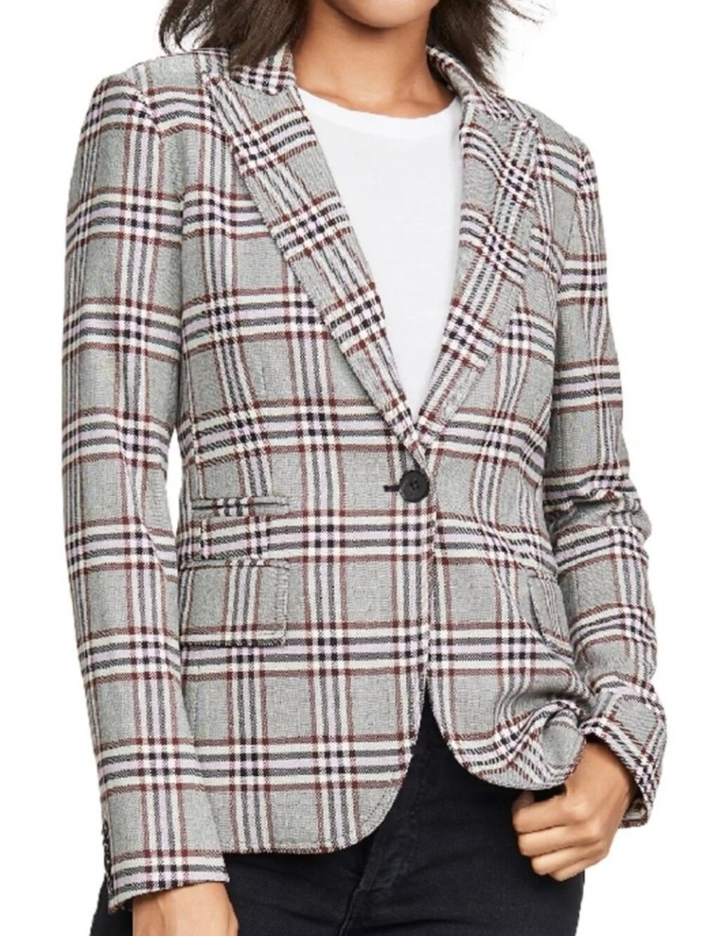 Derek Lam 10 Crosby Buttoned Plaid Blazer in 6 Women Jacket